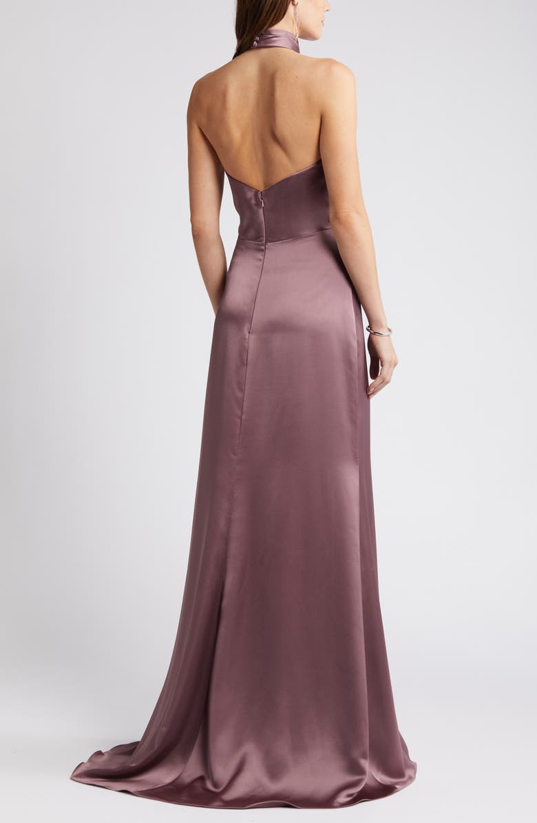 Amsale Halter Neck Satin Gown, Alternate, color, Mauve