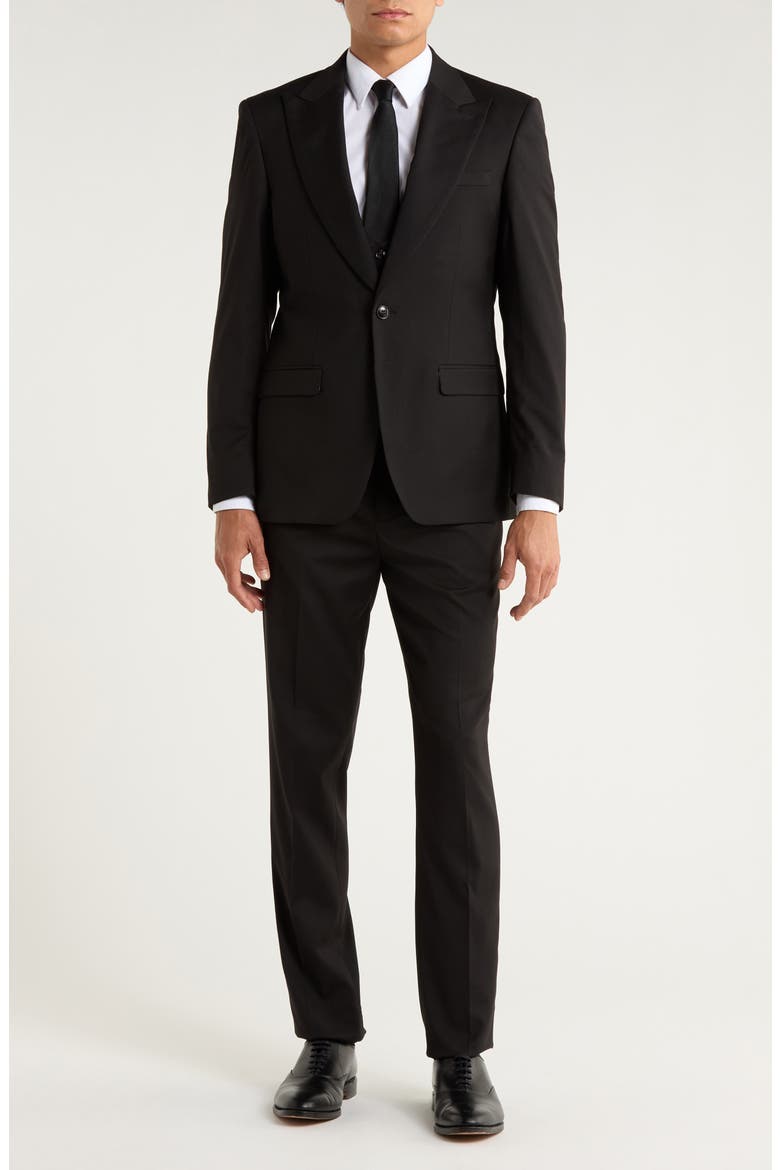 Stretch 3-Piece Suit, Main, color, BLACK