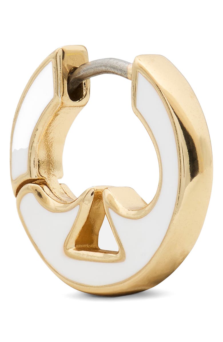 Kate Spade New York everyday spade cutout huggie hoop earrings, Alternate, color, White.