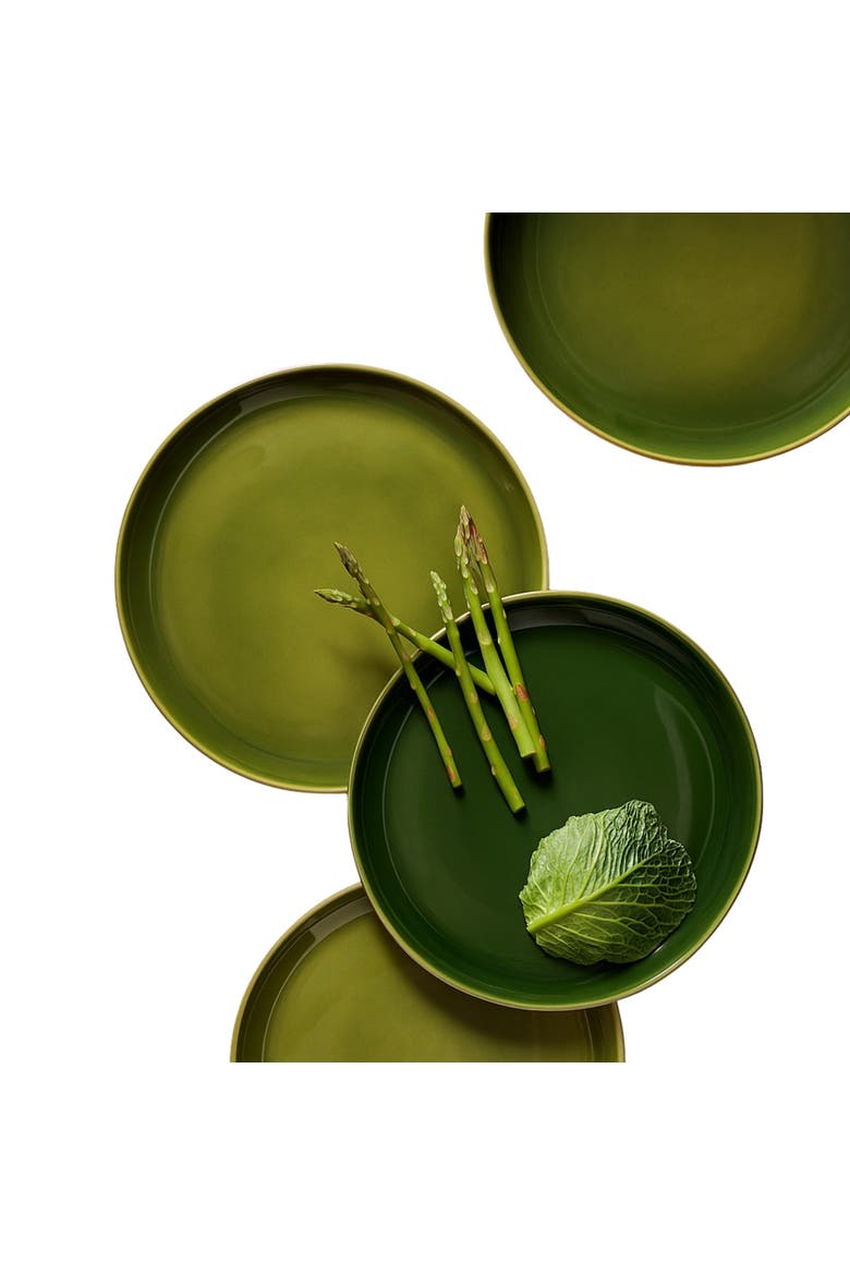 Edan Flat Dinner Plate, Set of 4, Alternate, color, Matte Green/ Shiny Green