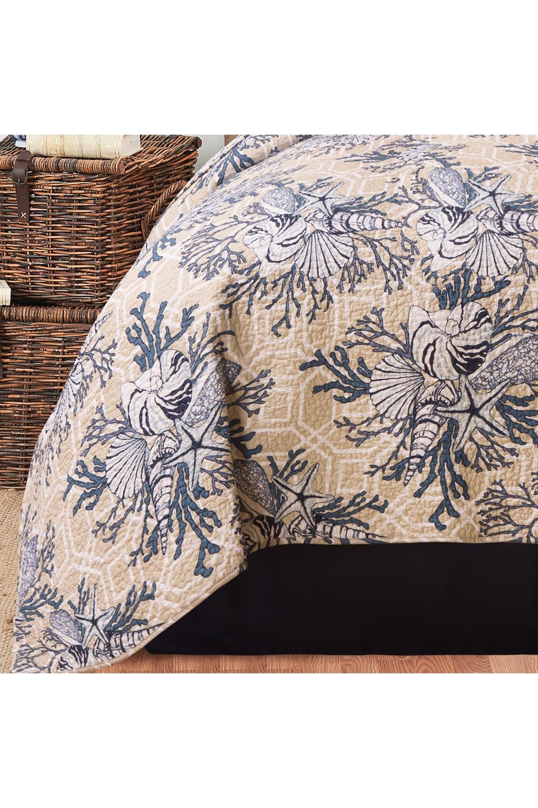 Indigo Sound Coastal Beach Cotton Quilt Set - Reversible and Machine Washable, Alternate, color, Blue
