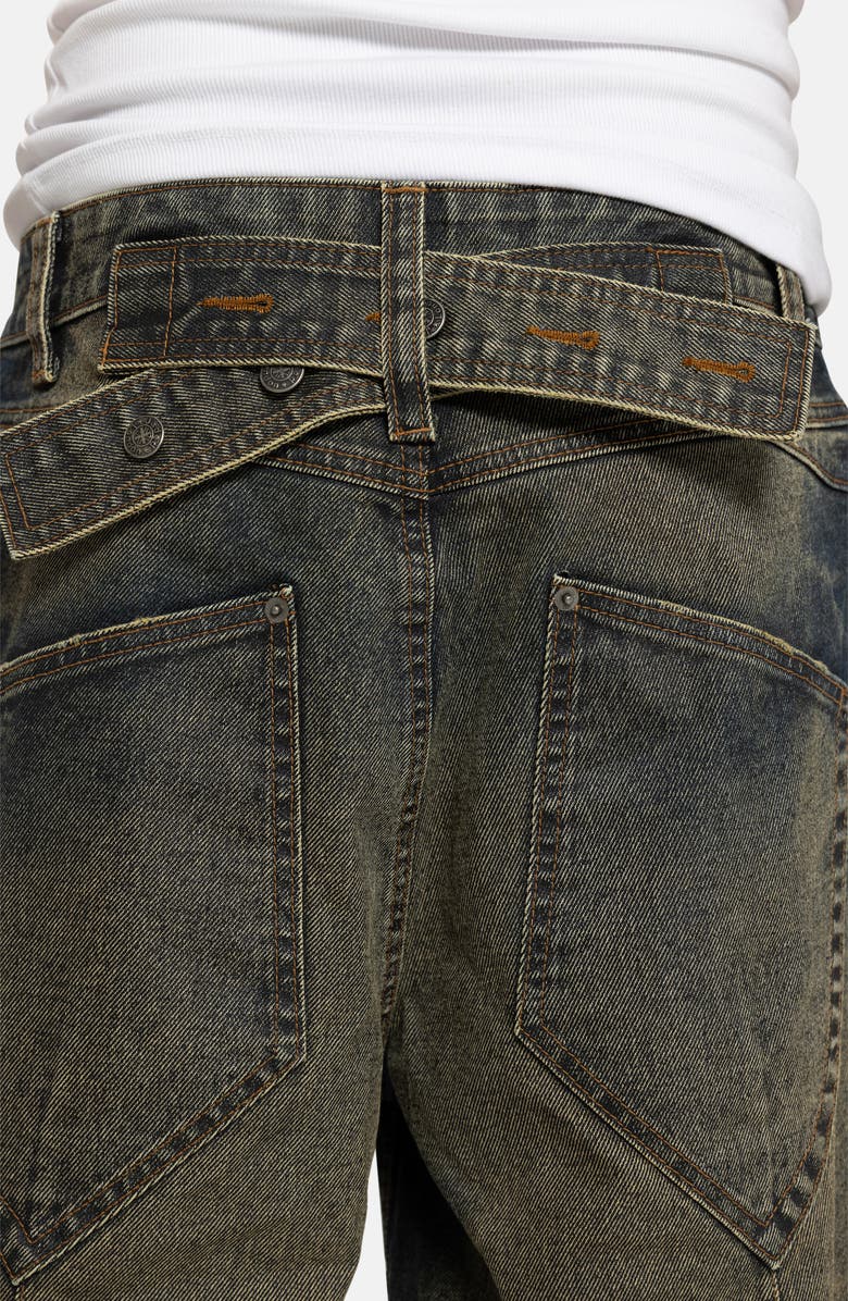 JADED LONDON Colossus Cinch Back Wide Leg Denim Shorts, Alternate, color, Blue