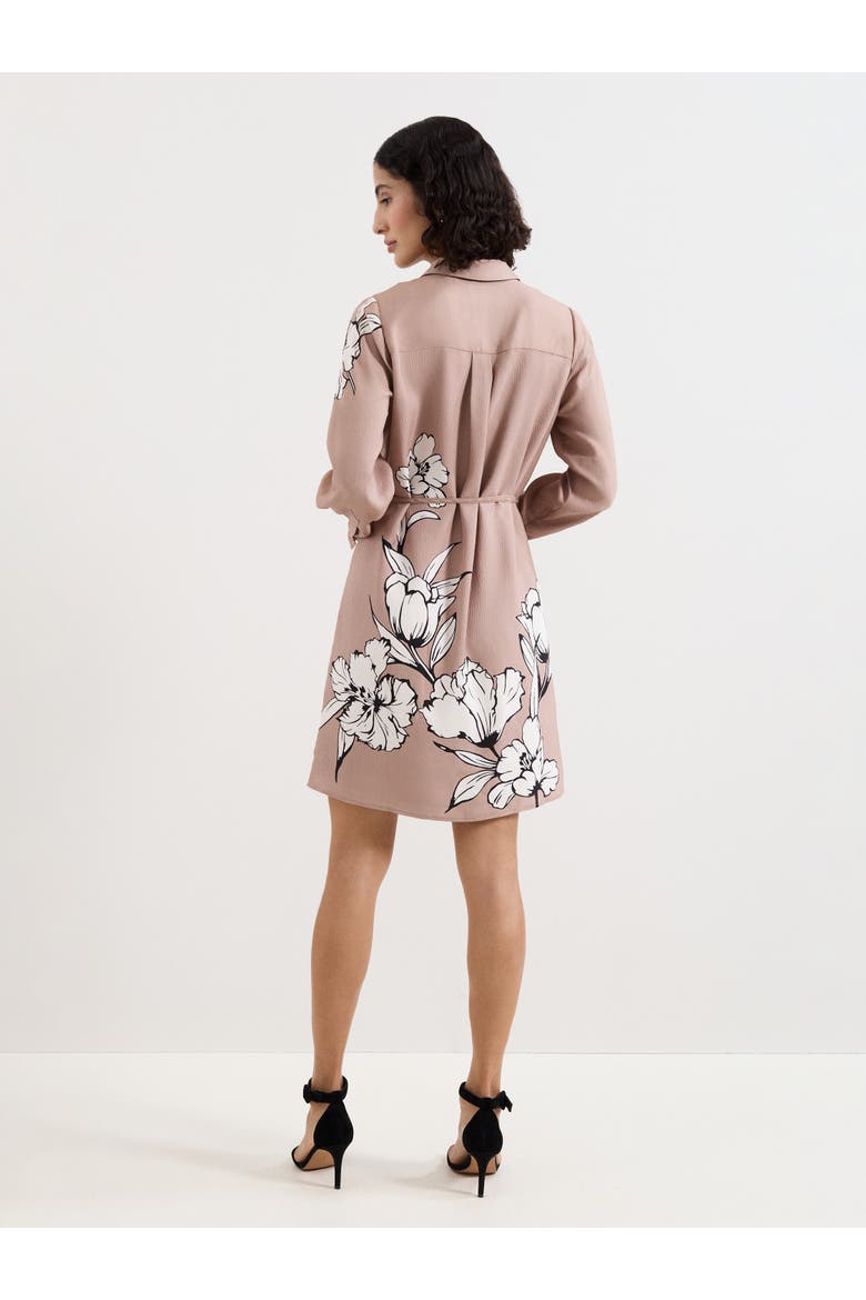Kendra Belted Shirt Dress, Alternate, color, Brown