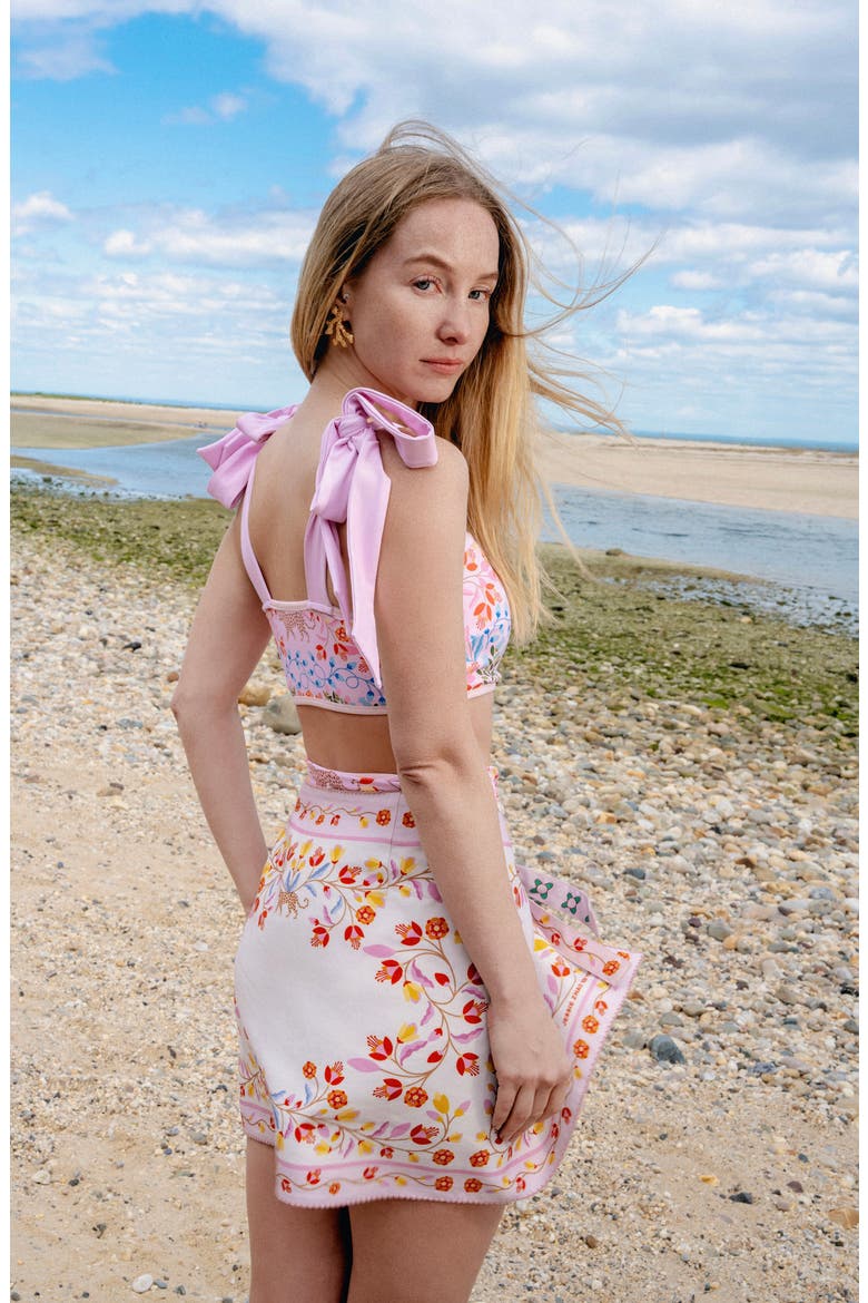 Swim Cover Up Skirt-Pink Blossom, Alternate, color, Pink