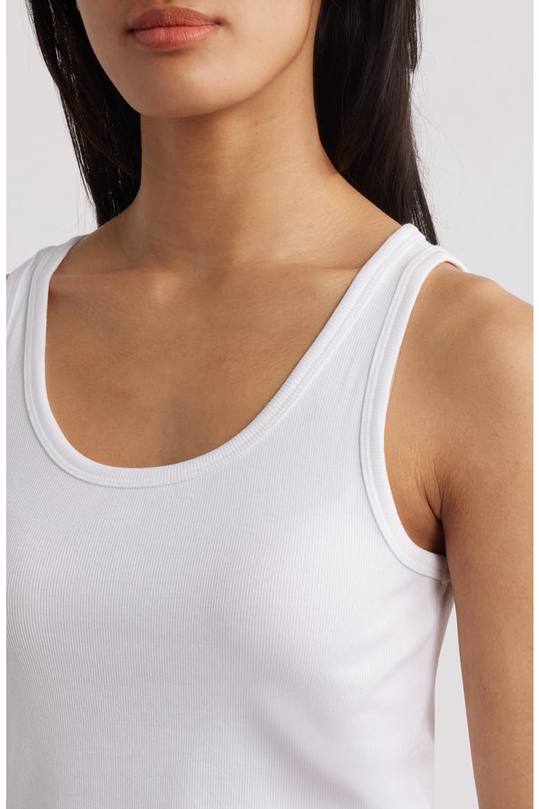 Scoop Neck Stretch Organic Cotton Tank, Alternate, color, WHITE