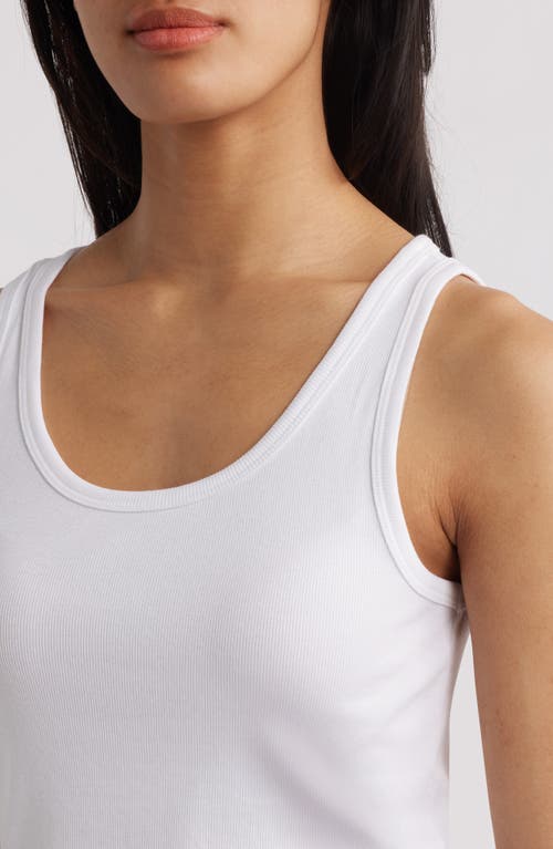 Eileen Fisher Scoop Neck Stretch Organic Cotton Tank In White