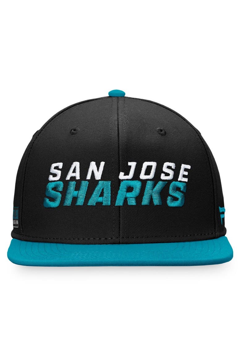 Men's Fanatics Branded Black/Teal San Jose Sharks Iconic Color Blocked Snapback Hat, Alternate, color, Black