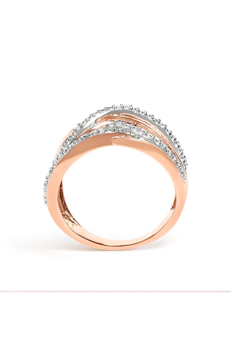 Haus of Brilliance Silver Diamond Accent Crossover Ring, Alternate, color, Rose