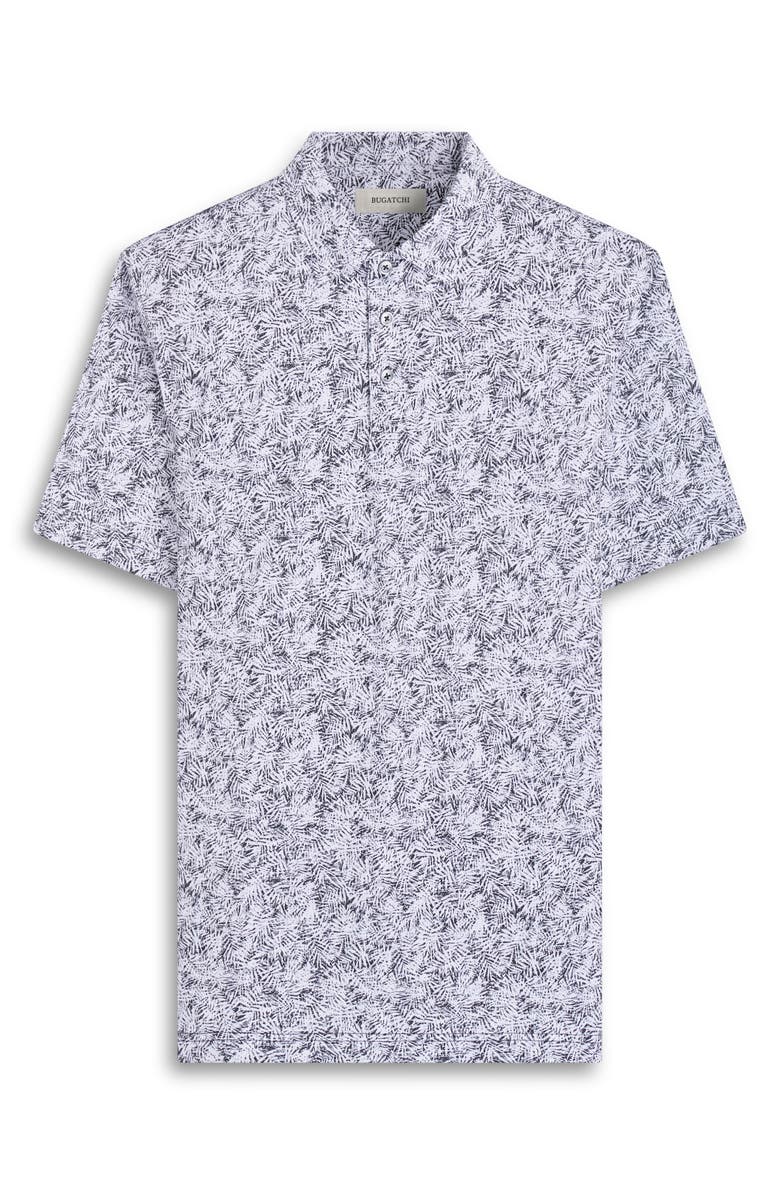 Bugatchi Victor OoohCotton<sup>®</sup> Leaf Print Polo, Alternate, color, Black