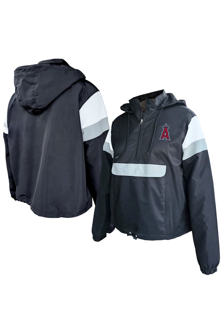Women's Profile Black Los Angeles Angels Plus Size Anorak Hoodie Quarter-Zip Pullover, Main, color, Black