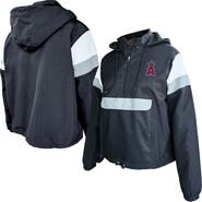 PROFILE Women's Profile Black Los Angeles Angels Plus Size Anorak Hoodie Quarter-Zip Pullover