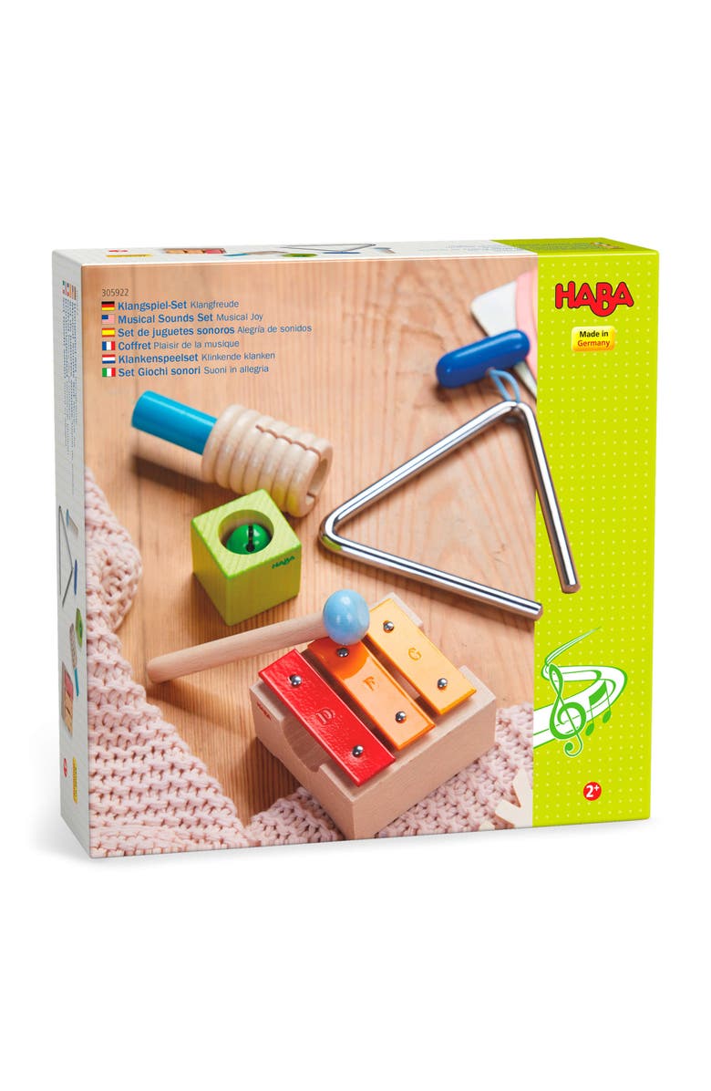 HABA Musical Sounds Play Set - Toddler Toys & Toddler Musical Instruments Preschool Learning Toys, Kids Music & Toddler Sensory Toys, Made in Germany, Alternate, color, Multi