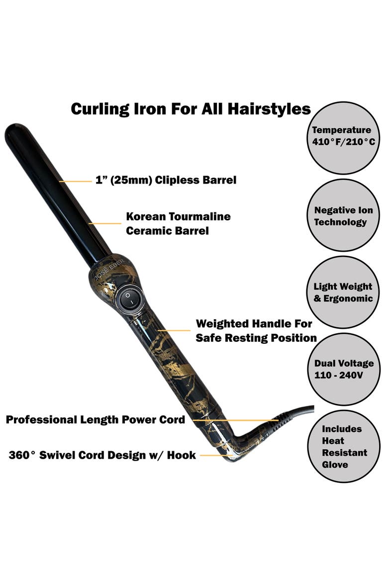 Clipless Curling Iron 1" (25Mm) Black Marble, Ceramic Barrel, Alternate, color, Black