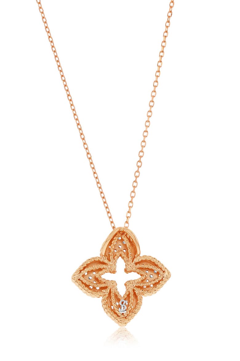 Pavé Cubic Zirconia Clover Pendant Necklace, Alternate, color, PINK