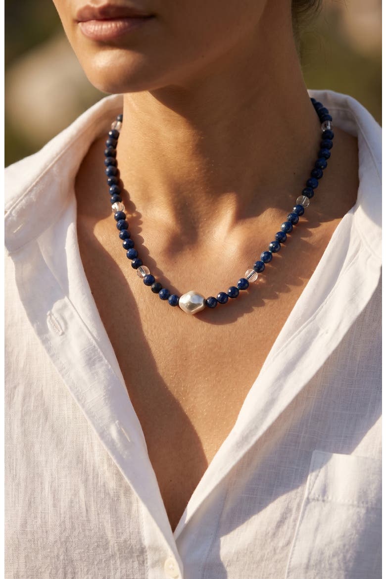 Beaded Harvest Necklace, Alternate, color, NAVY