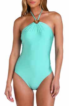 Sunshine 79 Solids Halter Neck One-Piece Swimsuit