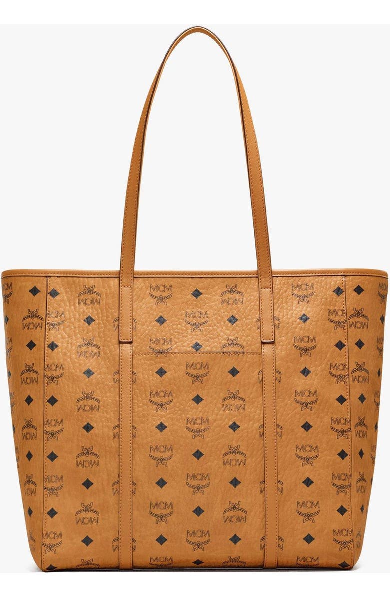 MCM Toni Top-Zip Shopper in Visetos, Alternate, color, Brown