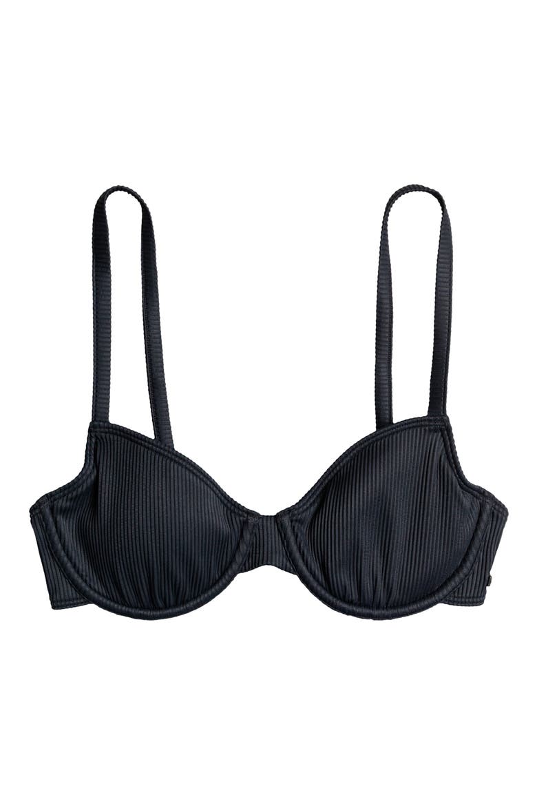 Love the Muse Ribbed Underwire Bikini Top, Alternate, color, ANTHRACITE