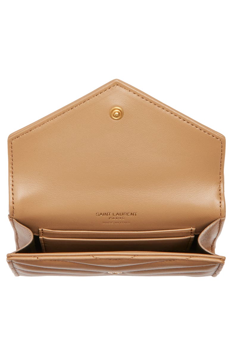 Saint Laurent Small Matelassé Leather Envelope Wallet, Alternate, color, Natural Tan