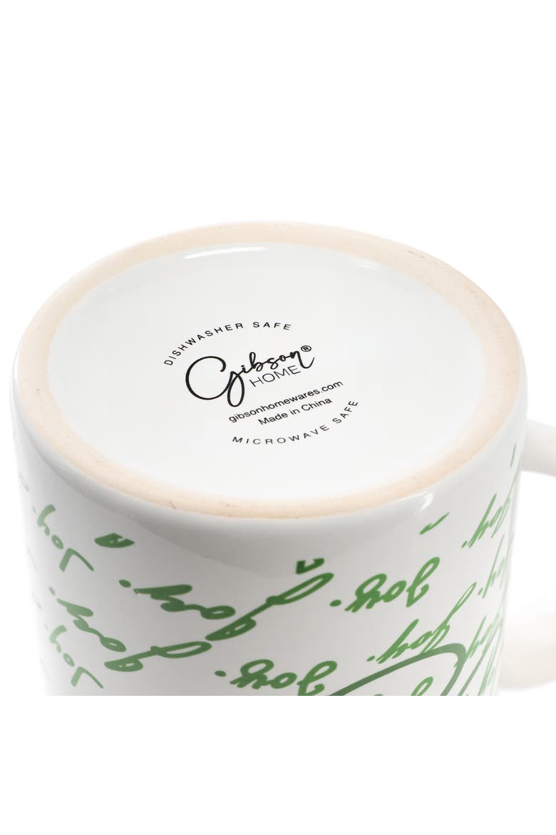Inspirational Words Joy 4 Piece 16 Ounce Stoneware Mug Set, Alternate, color, Green