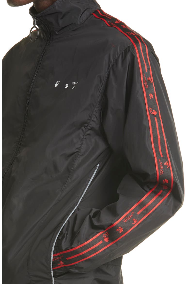 Logo Tape Nylon Track Jacket, Alternate, color, BLACK WHITE