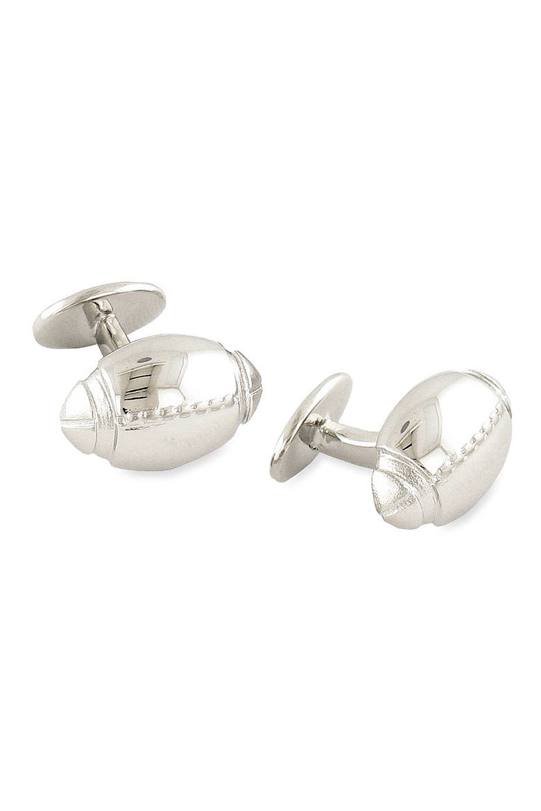 'Baseball' Sterling Silver Cuff Links, Main, color, SILVER FOOTBALL