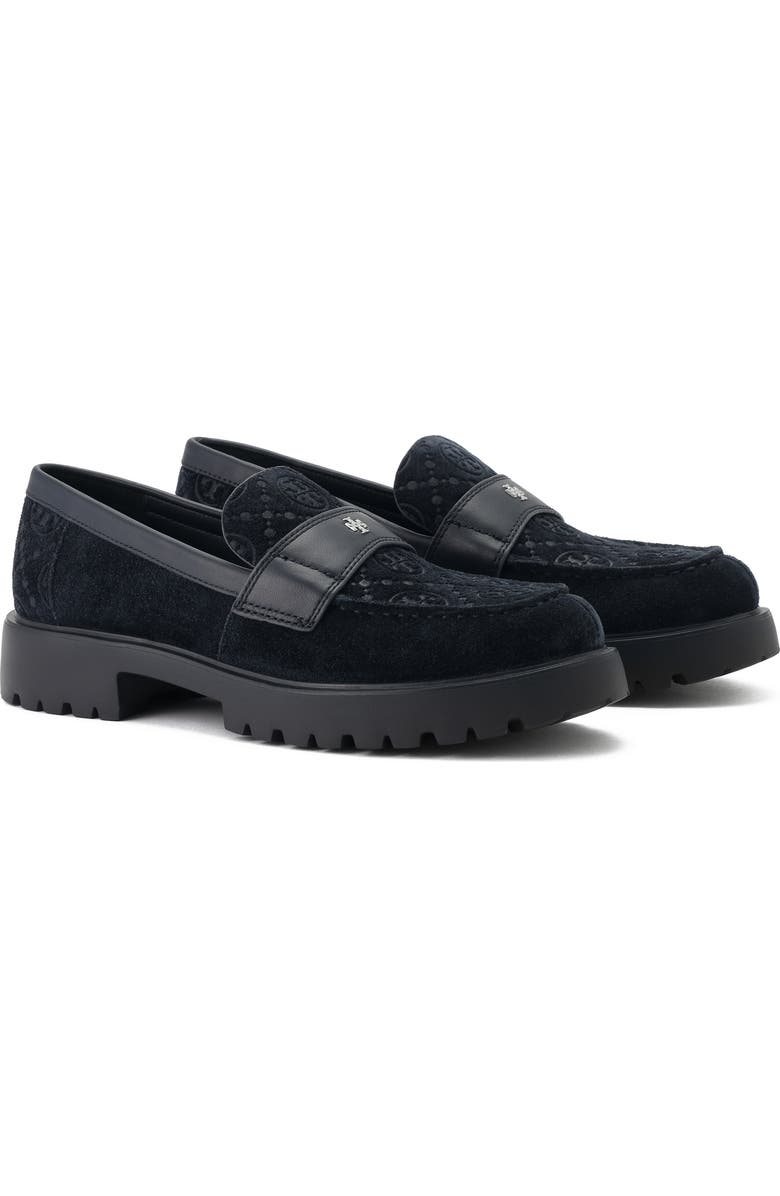 Tory Burch T Monogram Lug Sole Loafer, Main, color, Navy / Navy / Navy