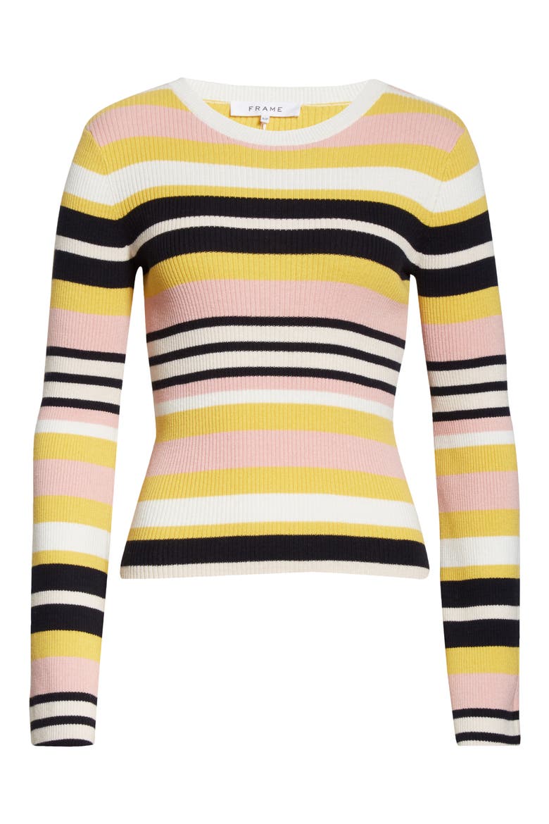 Baja Stripe Cotton & Cashmere Sweater, Alternate, color, CITRINE MULTI