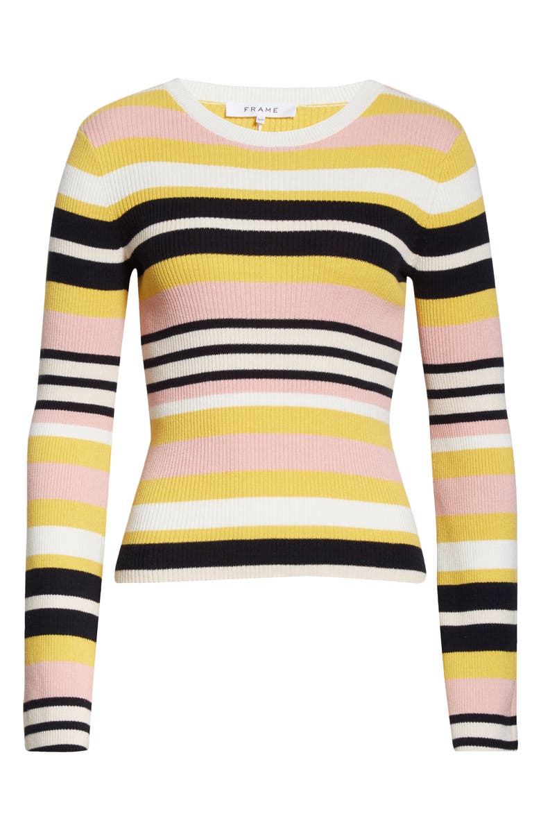 FRAME Baja Stripe Cotton & Cashmere Sweater, Alternate, color,