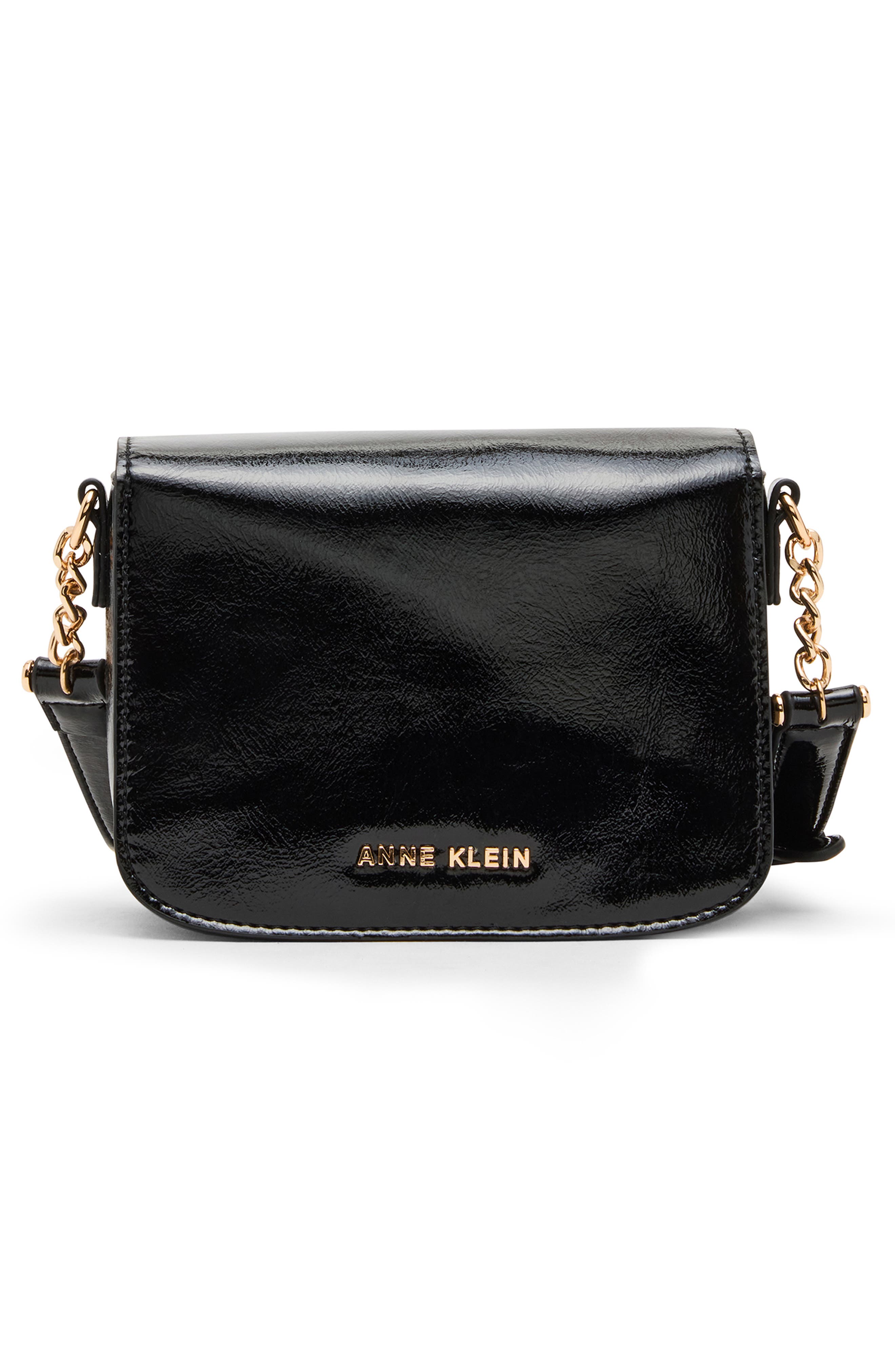 Anne Klein Flap Crossbody Bag, Alternate, color, Black