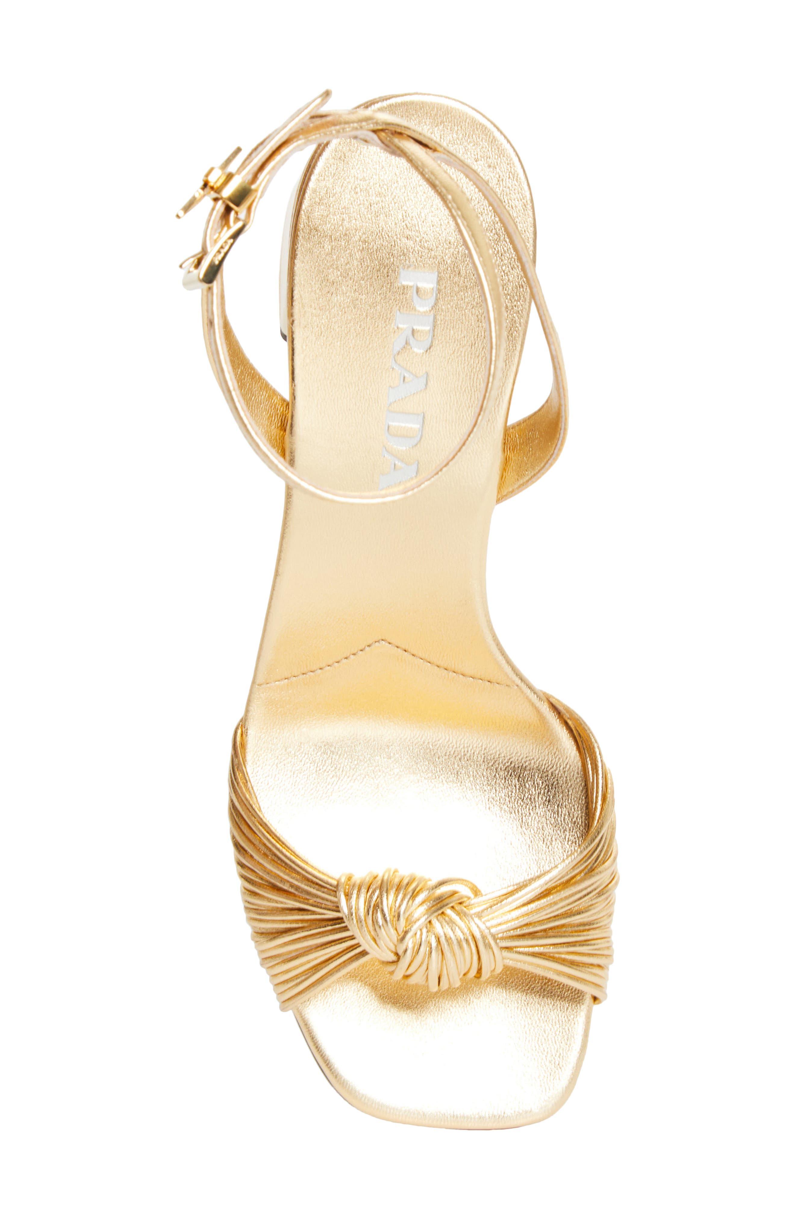 Prada Block Heel Ankle Strap Sandal, Alternate, color, Platino