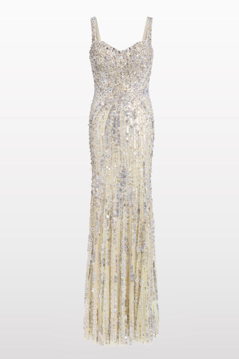Da Vinci Sequin-Embellished Dress, Main, color, Parchment