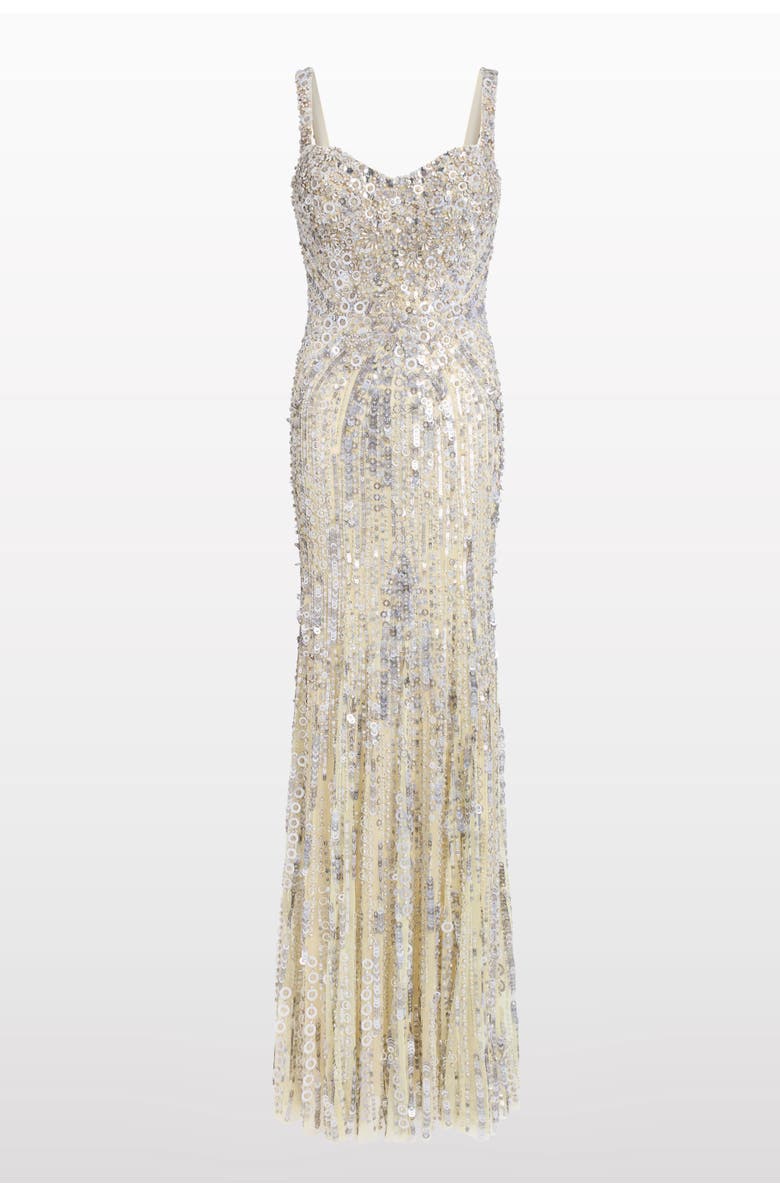 Jenny Packham Da Vinci Sequin-Embellished Dress, Alternate, color, Parchment