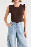 Joie Sleeveless Scalloped Flutter Sleeve Top