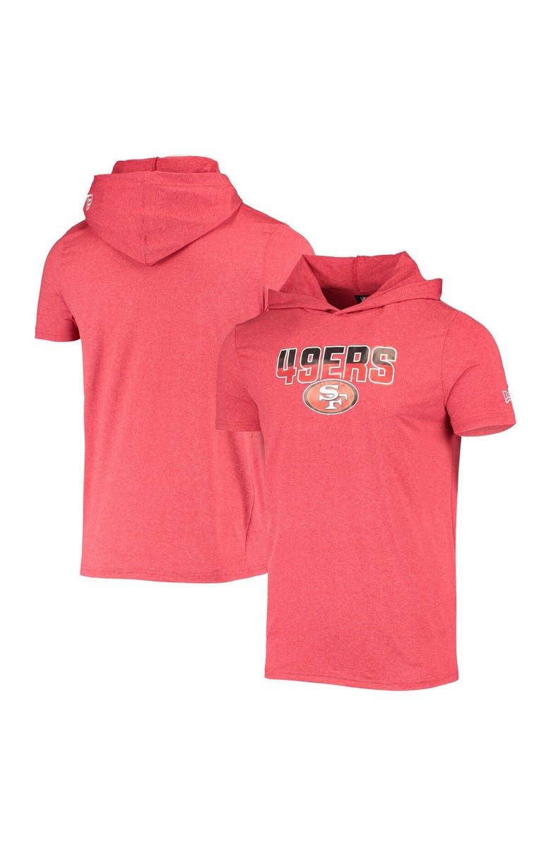 New Era Men's New Era Heathered Red San Francisco 49ers Team Brushed Hoodie T-Shirt, Main, color, Red