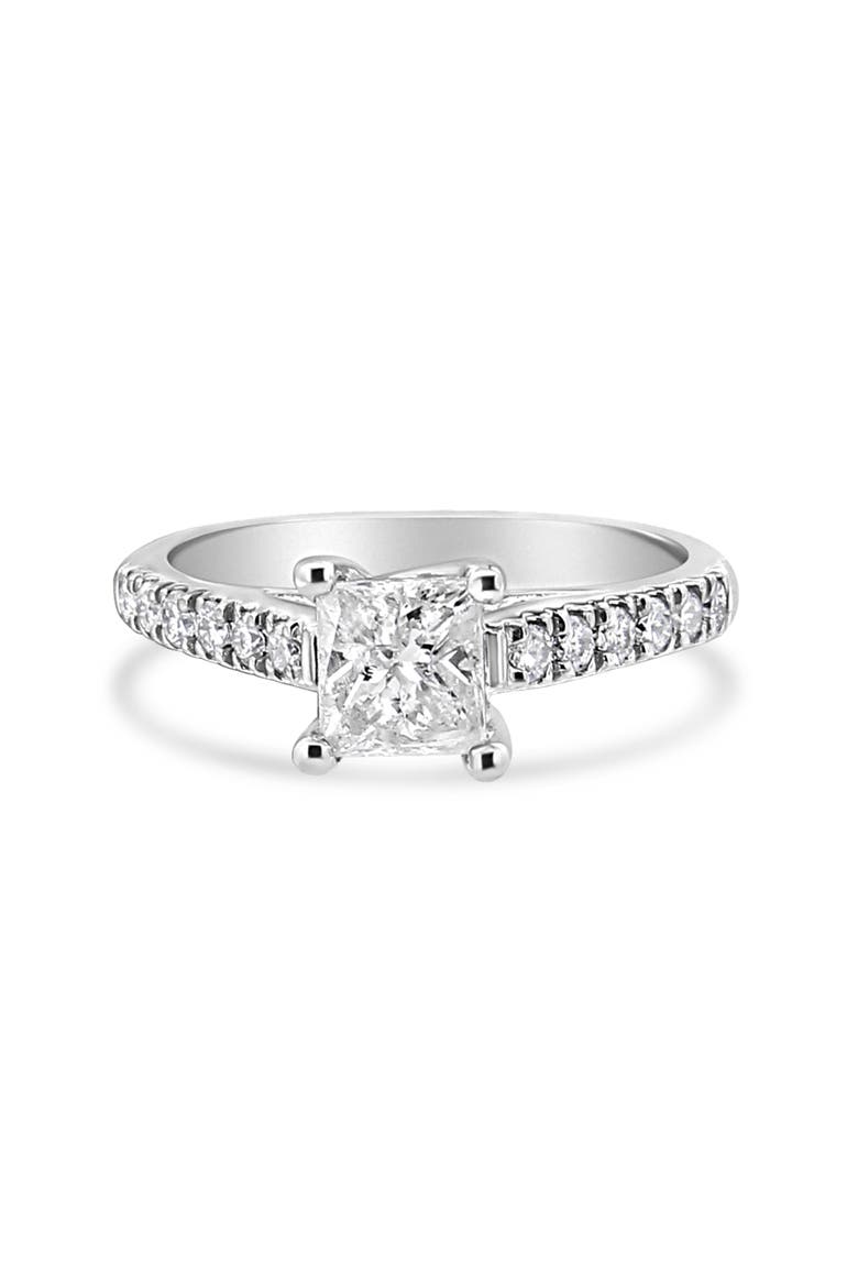 14K Gold 1 1/5 Cttw Princess Diamond Classic Engagement Ring, Alternate, color, White Gold