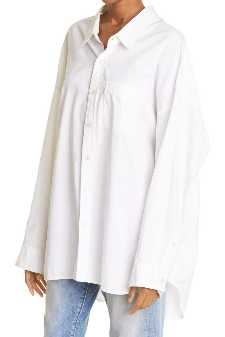 Oversize Oxford Button-Up Shirt, Alternate, color, WHITE