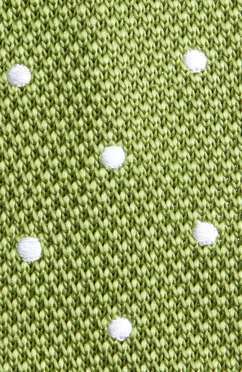 CLIFTON WILSON Moss Green Polka Dot Knit Silk Tie, Alternate, color, Mossgreen