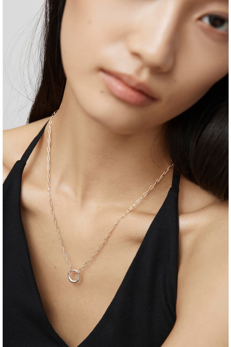 Oval Chain Link Charm Necklace, Alternate, color, STERLING SILVER