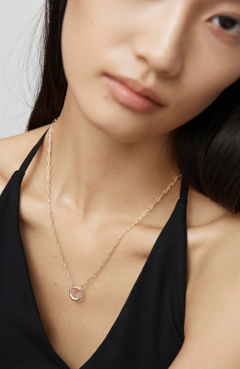 Monica Vinader Oval Chain Link Charm Necklace, Alternate, color, Sterling Silver