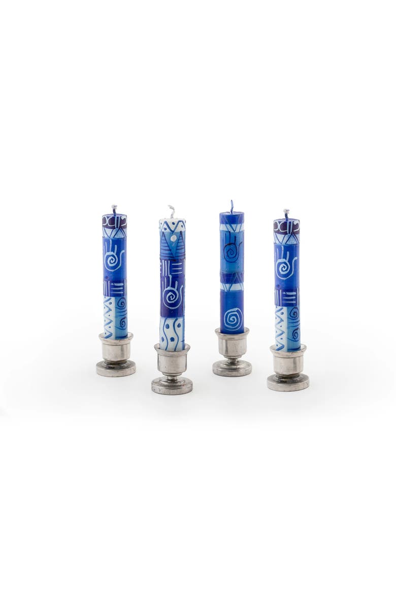 Shabbat Hamsa Painted Candles, Alternate, color, Shabbat