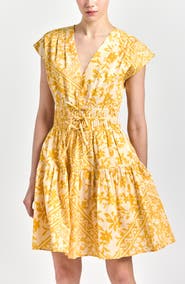 Derek Lam 10 Crosby Tora Floral Print Shirred Dress