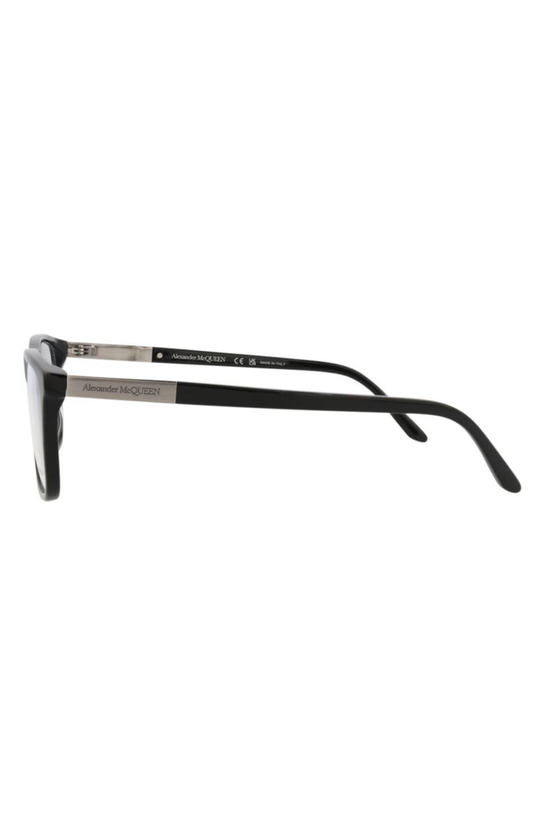 McQueen 56mm Rectangular Optical Glasses, Alternate, color, Black Silver Transparent
