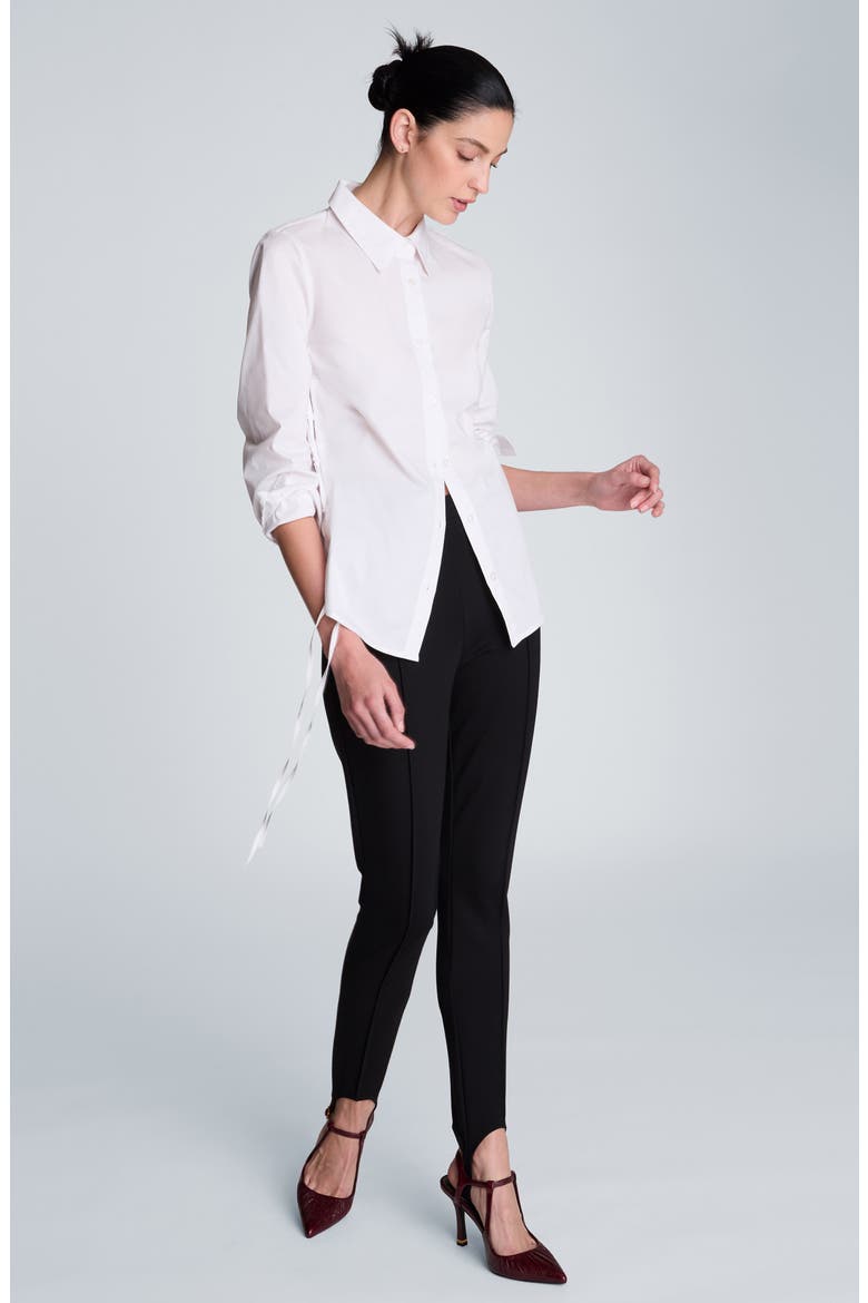 Tie Detail Button Front Shirt, Alternate, color, PURE WHITE