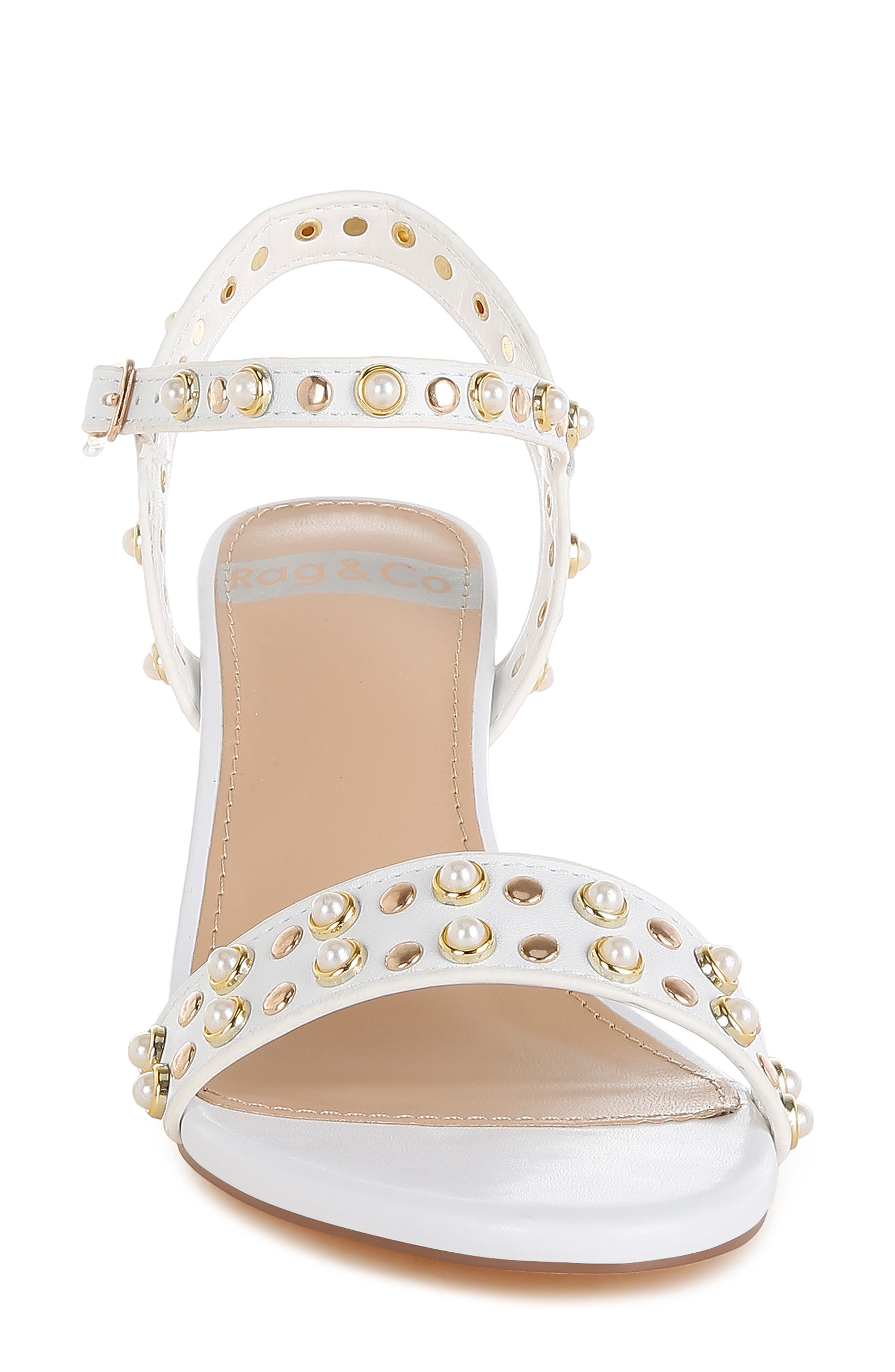 Nidara Studded Sandal, Alternate, color, WHITE