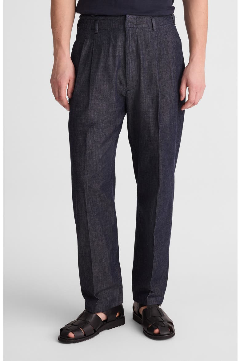 Double Pleated Denim Pants, Main, color, INDIGO