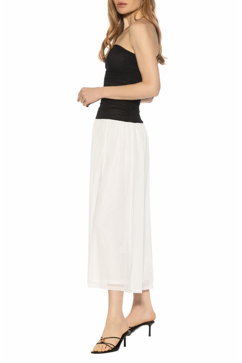 Seraphina Strapless Midi Dress, Alternate, color, BLACK/ WHITE