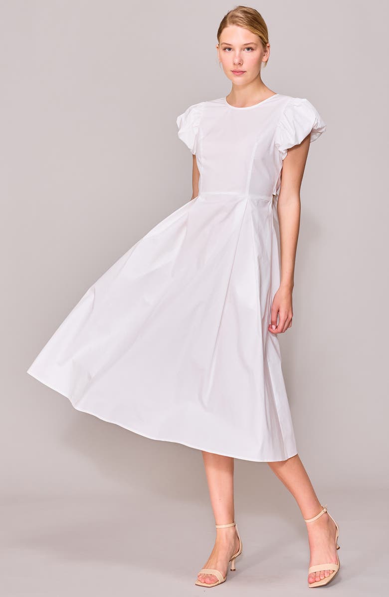 MELLODAY Bubble Sleeve Midi Dress, Alternate, color,