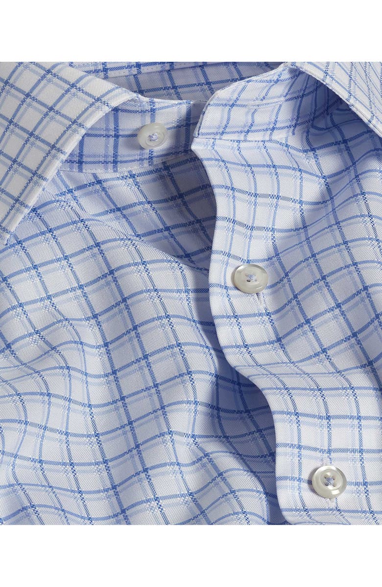 David Donahue Trim Fit Check Cotton Dobby Dress Shirrt, Alternate, color, White/ Blue