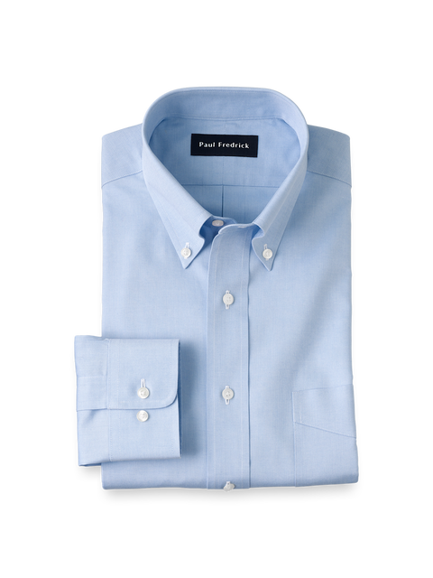 Slim Fit Non-iron Cotton Pinpoint Solid Button Down Collar Dress Shirt